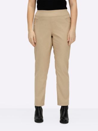 Casual Looks Schlupfhose CASUAL LOOKS, Damen, Gr. 195, Extrakurzgr&ouml;ssen, beige (sand), 65% Baumwolle, 33% Polyester, 2% Elasthan, unifarben, lang, Hosen Schlupfhos