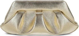 Themoir&egrave; Metallic Clutch Tas met Plooi Detail - Dames - Clutches - Geel - ONE Size - Leer - Tassen