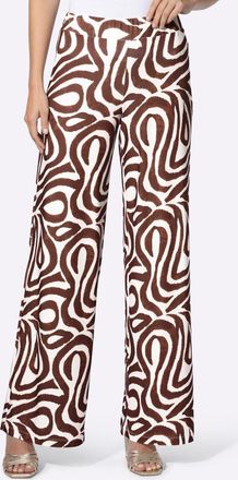 Heine Jerseyhose HEINE, Damen, Gr. 34, Normalgr&ouml;ssen, ecru, schoko, bedruckt, 95% Polyester, 5% Elasthan, bedruckt, gemustert, mehrfarbig, Hosen Jerseyhose