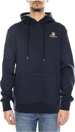 Aquascutum Fleece Pullover Hoodie - Heren - Hoodies - Blauw - L - Katoen - Hoodies & sweatvesten
