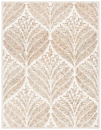Safavieh Alfombra floral de lana blanco/marr&oacute;n, 244 x 305 cm