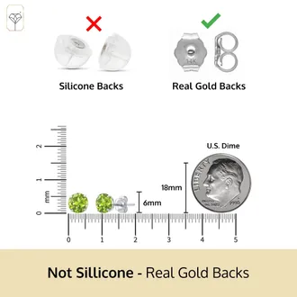 MAX + STONE 14k Yellow or White Gold 6mm Round Solitaire Gemstone Stud Earrings
