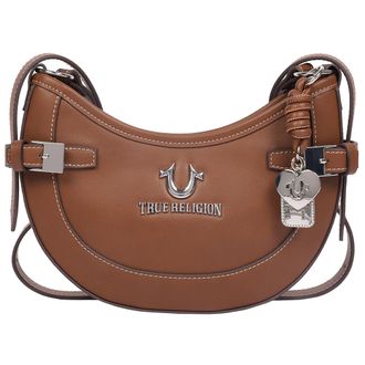 True Religion Blake Smooth PU Belted Hobo Bag - Womens Faux Leather Shoulder & Crossbody Handbag