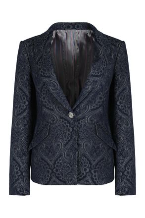 Etro Etro Womens Denim Jacquard Jacket - Dark Blue Cotton - Size EU 36 (Womens)