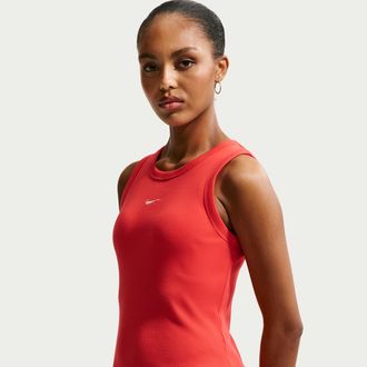 Nike Womens Nike Sportswear Tight Ribbed Tank Top in Red | IH7956-696