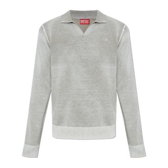 Diesel V-neck Knitwear, male, Gray, Size: XS K-Lawrence Polo Shirt