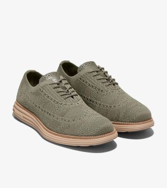 Cole Haan Mens Originalgrand Remastered Stitchlite Longwing Oxford In Olive Green