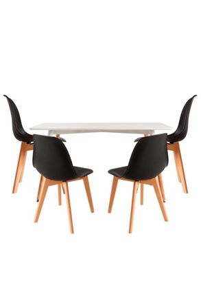 Regalos Miguel Regalos Miguel - Conjuntos De Mesa Y Sillas - Conjunto Mesa Tower Rectangular 120 X 80 Cm Blanca Y Pack 4 Sillas Kelen - Negro