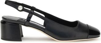 Jimmy Choo London Black Calf Leather Bos Taurus Mid Heel Womens Pumps