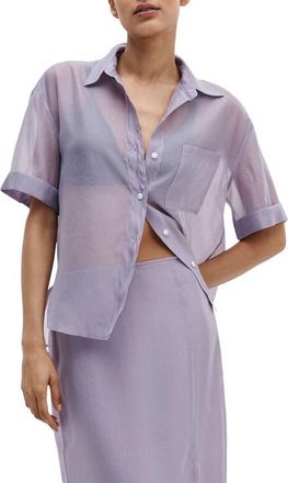 Rag & Bone Connie Organza Button-Up Shirt in Lilac at Nordstrom, Size Xx-Small