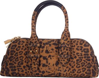 Pinko Womens Bowling Bag Escape Leopard Suede Leopard-Brown-Antique Gold Handbags Leopard/brown/antique Hand