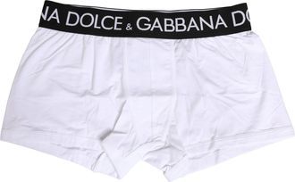 Dolce & Gabbana White Cotton Logo Waistband Boxer Shorts Womens Underwear