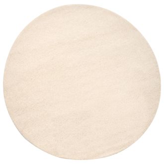 Beliani Alfombra Redonda De Lana Alfombra Decorativa Tejida A Mano 140 Cm Blanco Crema Vasco