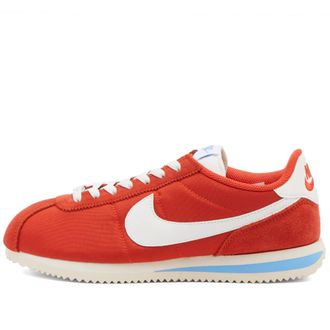 Nike Womens W Cortez Txt Sneakers in Picante Red/University Blue/Coconut Milk, Size UK 3