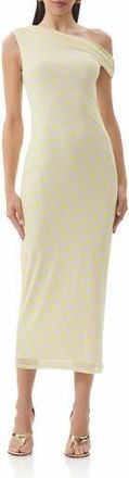 AFRM Holden Yellow Polka Dot One-Shoulder Mesh Midi Dress in Sun Dot at Nordstrom Rack, Size X-Small