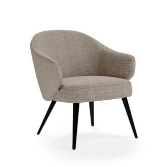 Koketto Home Butaca de dise&ntilde;o curvilineo tapizada en color topo con patas negras