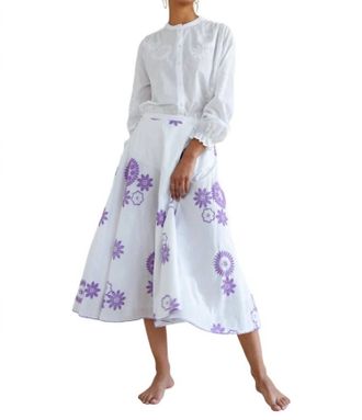 Nimo With Love Primrose Midi Skirt In Purple Flower