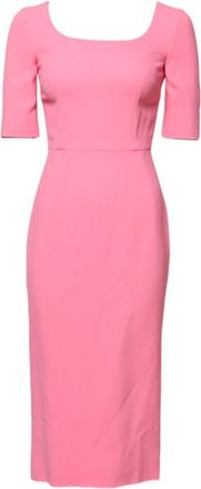 Dolce & Gabbana Roze Sheath Midi Jurk - Dames - Casual kleedjes - Roze - 2XS - Kleedjes