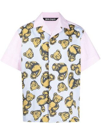Palm Angels Camicia Teddy Bear a righe - Blu