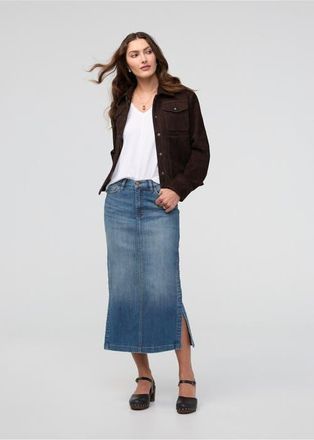 Duer Performance Denim Slit Skirt in Blue-Ash at Nordstrom, Size 29