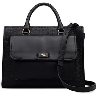 Radley London Talbot Way Medium Zip Top Leather Satchel in Black at Nordstrom Rack