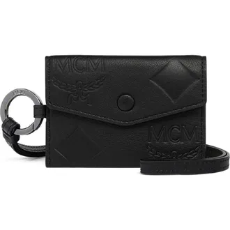 MCM Aren Lanyard ID Wallet in Maxi Monogram Leather in Black at Nordstrom