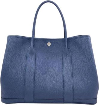 Herm&egrave;s Pre-owned Garden Tote Bag - Dames - Vintage Shopper - Blauw - ONE Size - Leer - Vintage