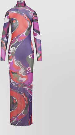 Pucci sheer long sleeve dress with ruffled collar