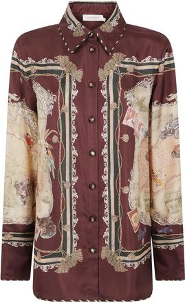 Zimmermann Valiant Twill Shirt - Dames - Overhemden - Bruin - L - Leer - Overhemden