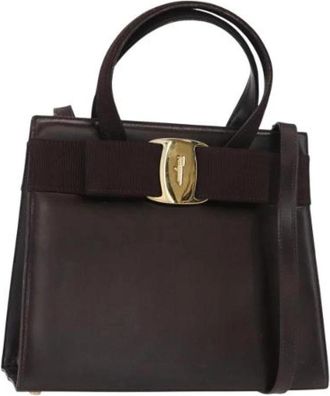 Ferragamo Pre-owned Handtas - Dames - Vintage Handtas - Bruin - ONE Size - Leer - Vintage