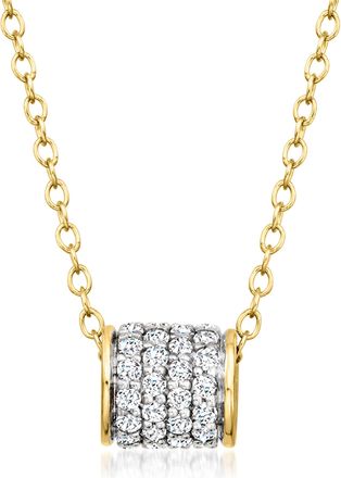 Ross-Simons Pave Diamond Bead Necklace in 18kt Gold Over Sterling