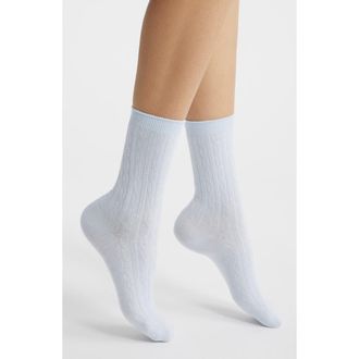 Hue Cable Crew Socks in Cerulean at Nordstrom