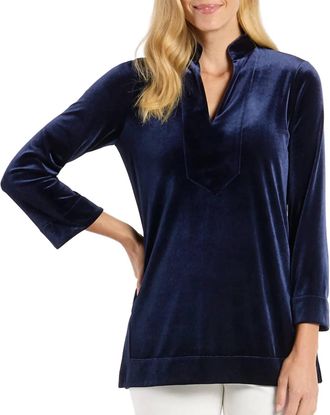 Jude Connally Chris Long Sleeve Tunic Top In Navy