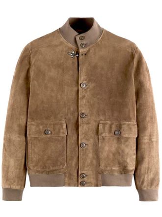 Fay Leather Buttoned Bomber Clothing
