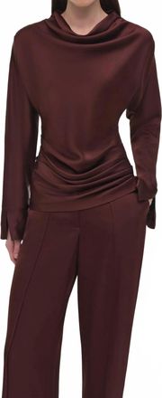 SIMKHAI Victoria Draped Top In Mahogany