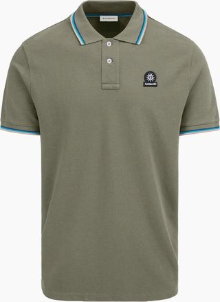 Sandbanks Mens SANDBANKS BADGE LOGO TIPPED POLO ARMY GREEN - Size: 46