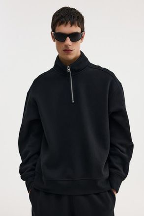 H&M Loose Fit Zip-top Sweatshirt in Black at Nordstrom, Size Xx-Large