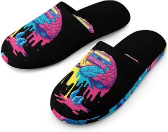 Generic Music Brain Cassette Tape Mens House Slippers Slip Indoor Slipper On Shoes Warm Outdoor