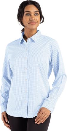 Cutter & Buck Skyline Epic Confidence Recycled Gingham Womens Long Sleeve Dress Shirt