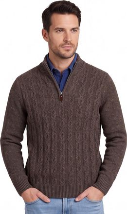 Fynch-Hatton Half zip kabeltrui Fynch Hatton grijs bruin
