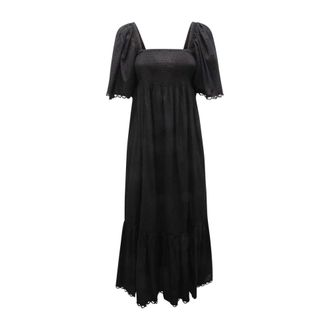 Emma & Gaia Abito Wo Cotton Dress - Dames - Maxi kleedjes - Zwart - XS - Katoen - Kleedjes