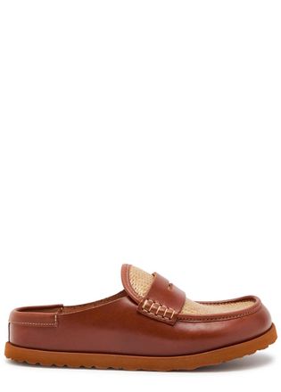 Birkenstock Naples Wrapped Raffia and Leather Loafers - Camel - 37 (IT37/ UK4)