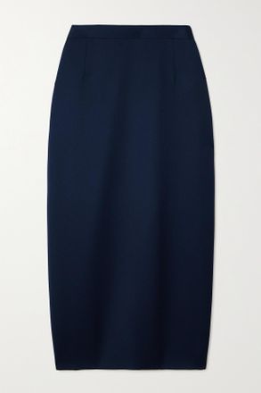 Alessandra Rich Gonna Midi In Cr&ecirc;pe Di Lana - Blu