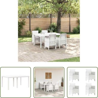 vidaXL Tavolo da pranzo esterno - Set da Pranzo per Giardino 5 pcs Bianco Rattan Polt