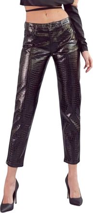 Kancan Snakeskin Coated Straight Leg Jean In Black