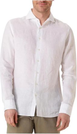 Profuomo Overhemden, Heren, Wit, M, Linnen, Heren Linnen X-cutaway Shirt Wit