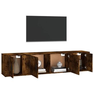 Berkfield Home Classic 3 Piece TV Cabinet Set Smoked Oak Engineered Wood in Brown