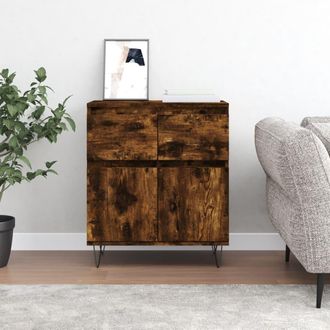 vidaXL Aparador Madera Contrachapada Color Roble Ahumado 60x35x70 Cm Vidaxl