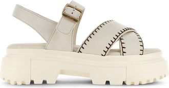 Hogan 55mm leather sandals - women - Leather - 39.5 - Neutrals