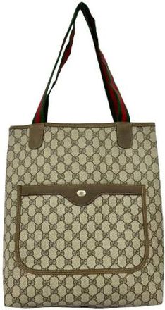 Gucci Pre-owned Tote Bags, male, Brown, Size: ONE SIZE Pre-owned GG Canvas Leather Tote Bag